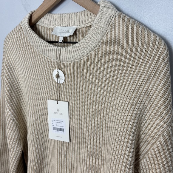 Cleobella Size Large Sydney Sweater In Oatmeal/Ivory Organic Cotton NEW - Picture 6 of 14